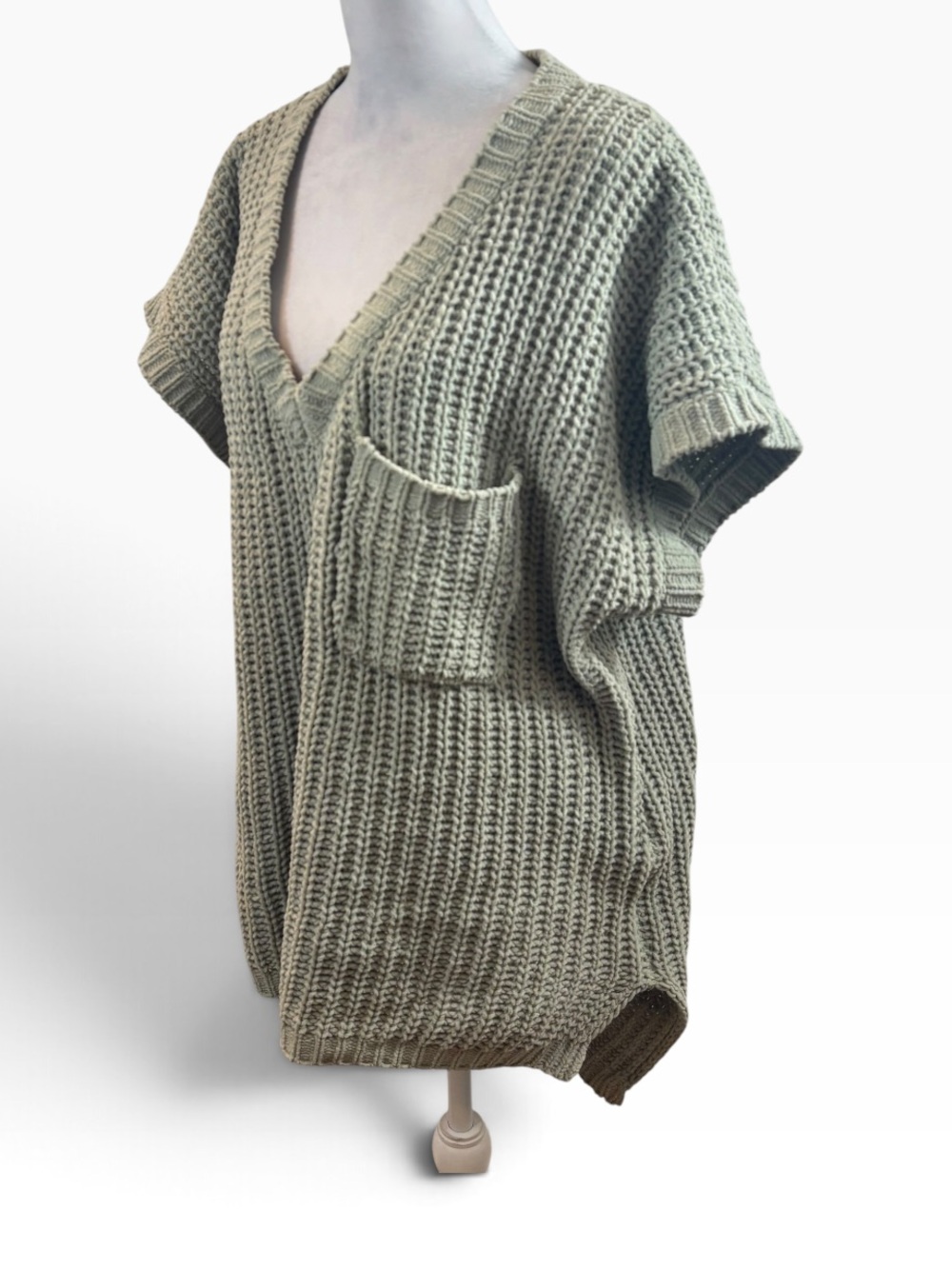 POL Clothing Womens Short Sleeve V-Neckline Knit Sweater Size Small Sage - Picture 5 of 12